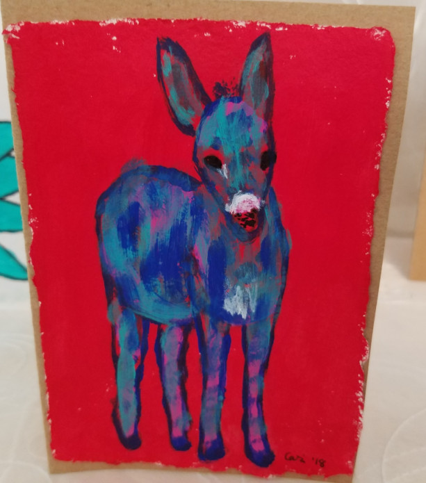 Cute, Hand-painted Donkey Blank Notecards, 5-Pack