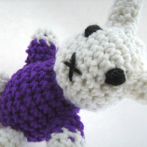 Crochet Bunny White and Purple Plush Amigurumi Toy Easter Basket Filler