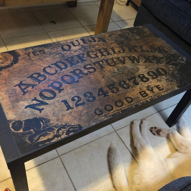 Home Living Coffee End Tables Custom Made Ouija Board Spirit Table Haunted House Antiqued Gothic Wiccan Decor - Diy Ouija Board Coffee Table