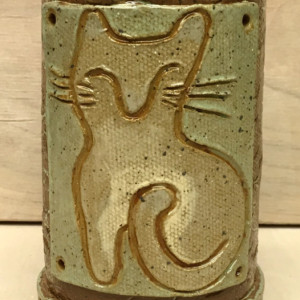 Textured Handbuilt Cat Mug