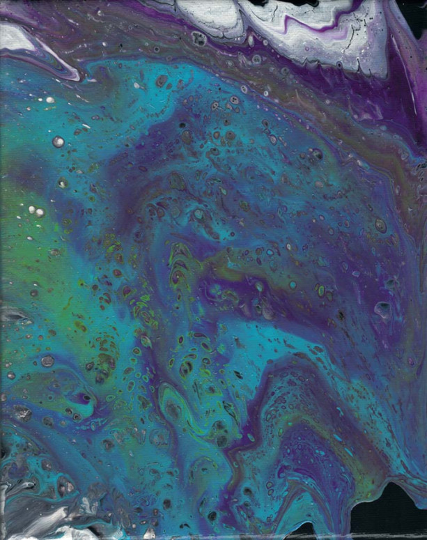 8x10 Abstract Acrylic Pour Title "Purple Passion"