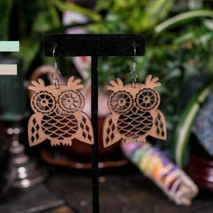 Cute Chipboard Owl Earrings 