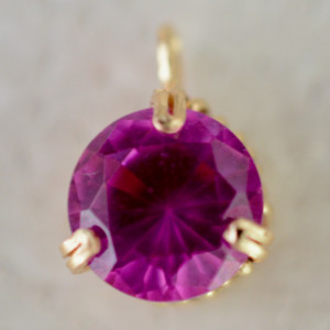 Pink Synthetic Sapphire Handmade Gold-filled Wire-wrapped Pendant