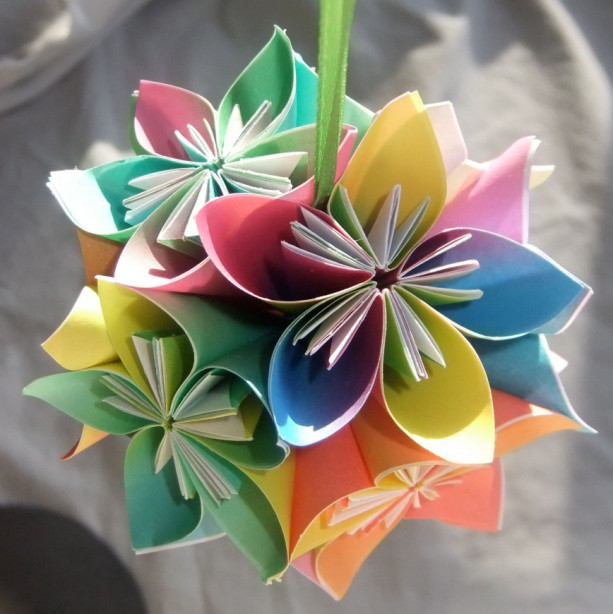 Rainbow Origami Christmas Tree Ornament aftcra