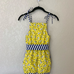 Girls Snoopy Shorts Romper Yellow and Blue Sz 5/6