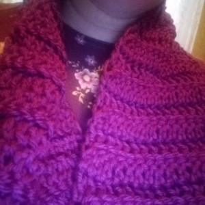 Plum Purple Crochet Ribbed Scarf for Women