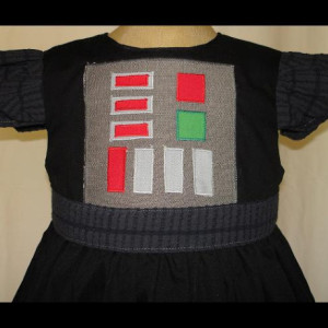 Star Wars Darth Vader Inspired Princess Dress(-----)Appliqued Panel Buttons(-----)Sizes 18 Months-Girls size 8