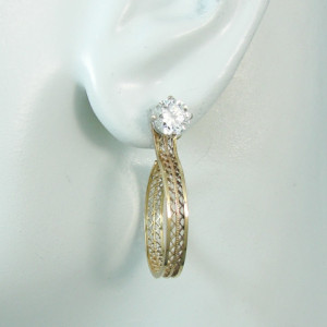 EARRNG JACKETS 14k Gold Filled Dangling Hoop Filligree Lattice Wire Earring Jacket JH20DG1GF