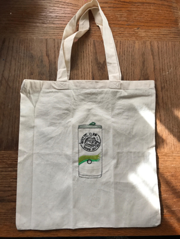 Embroidered White Claw Canvas Tote Bag