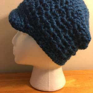 women's/teens blue newsboy beanie hat