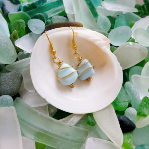 Blue milk sea glass earrings, pale blue milk glass earrings, blue milk glass jewelry, English milk glass, blue sea glass earrings, sea glass