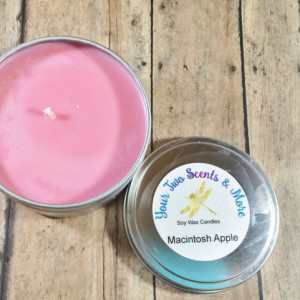 Macintosh Apple Scented Soy Candle, Soy Wax Candle, Handmade Candle, Natural Soy Candle, Vegan Candle, Eco Friendly Candle, 8 Oz Candle Tin