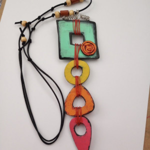 Handmade Artisan Boho Abstract Design Aroic Colors Pendant