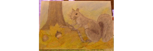 Autumn Harvest Greeting Card, Colored Pencil Drawing