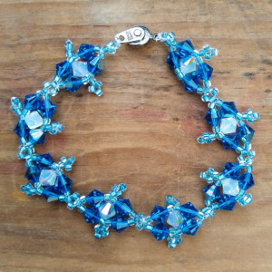 Crystal picot bracelet in capri blue