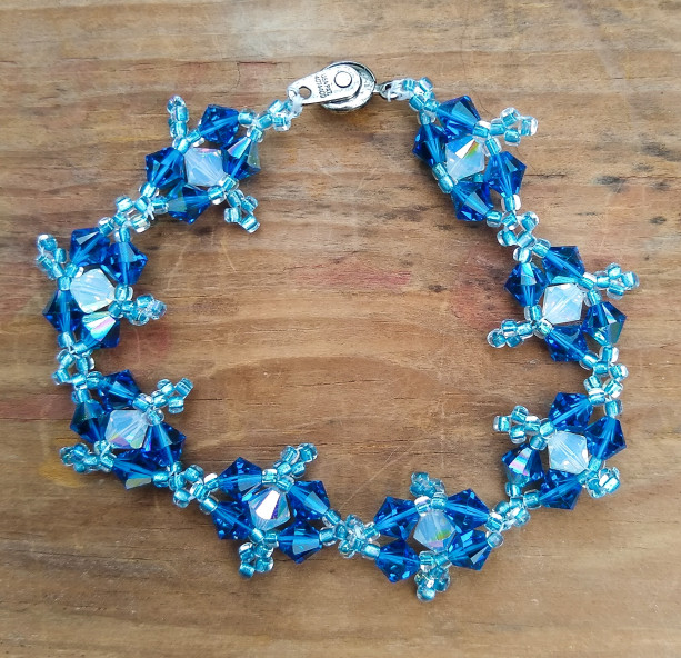 Crystal picot bracelet in capri blue