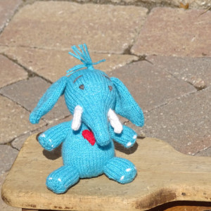 Elephant, Knitted Toy,  Stuffed Animal , Blue Toy, Baby Shower Gift, Toy with Heart