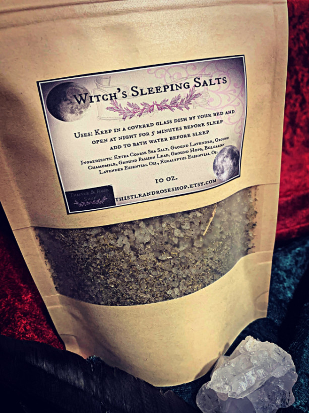 Witch's Sleeping Salts / Bath Salt, Smelling Salt, relax, fight insomnia, helps you sleep / herbal salts with essential oils