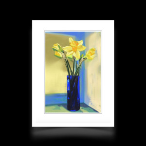 Note Cards--Daffodils in Blue Vase--Blank Inside | Greeting Cards | Note Card Set | Daffodils | Buttercups