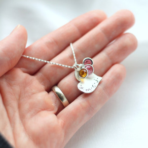 Hand Stamped Mother's Heart Initials Necklace in Sterling Silver