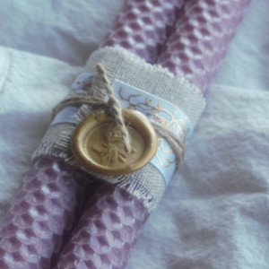 Mauve Rolled Honeycomb Beeswax Candles