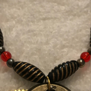 Steampunk Royalty handmade beaded necklace 19" long 