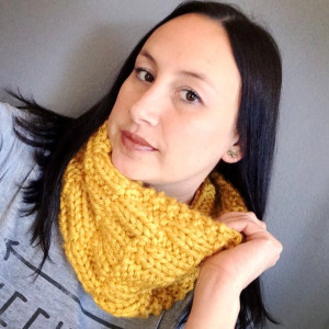 Knit Cowl Scarf Golden Yellow Scarf Bohemian Cowl 
