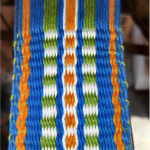 Handwoven Guitar Strap, Acoustic Guitar Strap, Electric Guitar Strap, Banjo Strap, Bass Strap, white, turquoise, green and orange, 2"