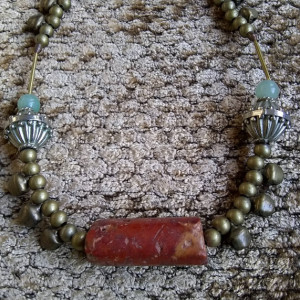 tribal art gallery choker with antique bauxite and brass