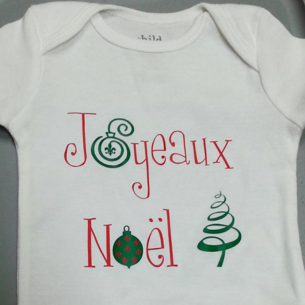 Joyeaux Noel a Cajun Merry Christmas handmade baby onesie