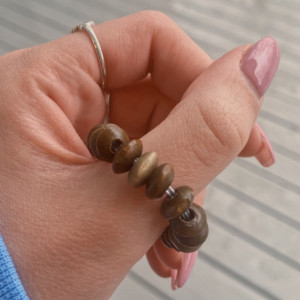 Brown wooden beaded ring