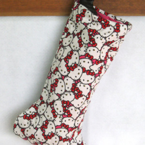 Christmas Stocking - Handmade Character Stockings, Kitty character stocking, Uniique Xmas Stocking, Lined Stocking