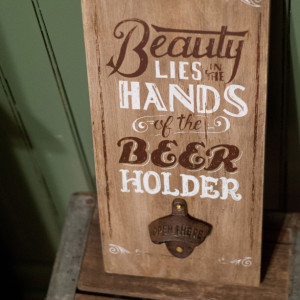 Wall Mounted Beer Bottle Opener - Beauty Lies in the Hands of the Beer Holder (Brown)