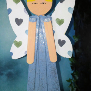 Sparkling Blue Wood Fairy Wall Decor / Wooden Pixie Hanging Decoration / Fairy Wall Art / Valentine's Day Gift