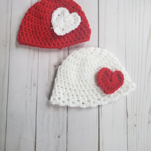 Valentines Day Heart hat/ beanie for Newborn
