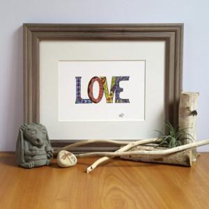 Love Fine Art Print, "Love" Artwork, Inspirational "Love" Art Illustration, Zen Reminder Art, Colored Pencil Love, Romantic Art Gift