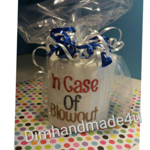 In case of Blowout Embroidered Toilet paper. Great gift! Comes gift wrapped!
