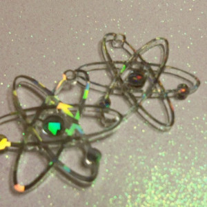 Atom charms, science charms,HOLOGRAPHIC, laser cut charms