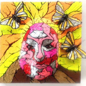 Butterflies and Female Face Modern Art Painting/Sculpture ORIGINAL 12x12 by Anthony Saldivar