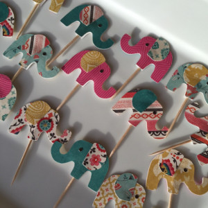 Elephant Cupcake Toppers - Indian inspired elephant cupcake toppers - Elephant Birthday - Elephant Picks - Elephant Baby Shower - Bollywood