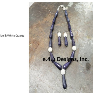 Blue and White Y necklace