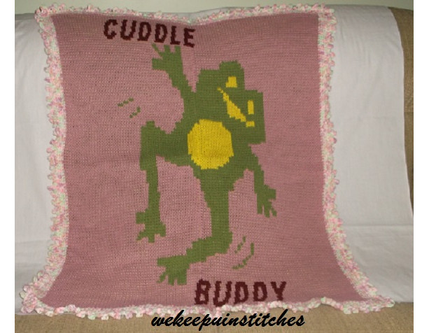 knitted frog blanket