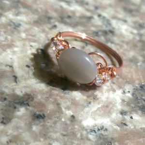 Grey Moonstone Copper Ring