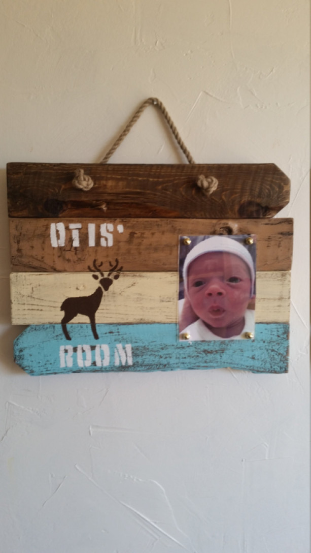 Rustic, handmade, wooden picture frame for boys
