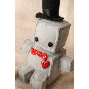 Plush Robot Wedding Cake Topper