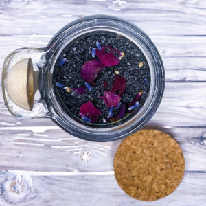 Black Bath Salts With Rose Petals & Lavender buds,Cleanse, Clear, Remove Negative Energy , Beauty
