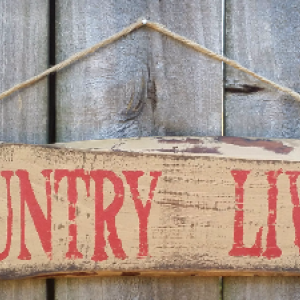 Handcrafted Distressed Reclaimed Wooden Primitive Country Living Sign