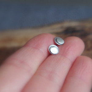 Small Sterling Silver studs - Post earrings - Double abstract mod circles - Small round earrings (size SM)