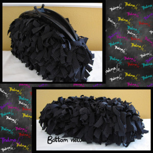 Fringe Clutch,upcycle bag,evening bag,custom made bag,black clutch,Purse,handbag