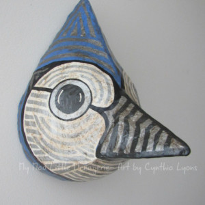 Blue Jay paper mache bird head Blue Jay bird sculpture faux taxidermy song bird art